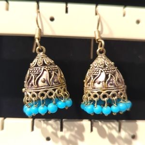 Antique Indian oxidized fishhook earrings